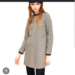 Zara Trafaluc Houndstooth Long sleeve dress sz XS